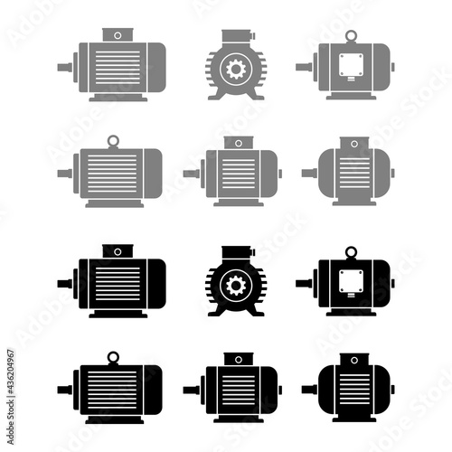 Electric motor vector icons on white background