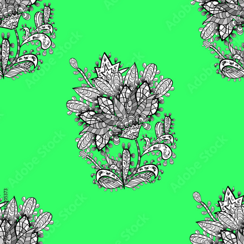 seamless pattern with white floral doodles elements