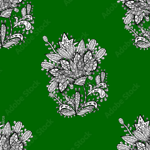 seamless pattern with white floral doodles elements