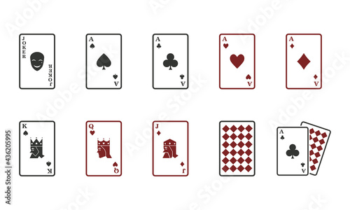 Set poker cards for icons or for your project. flat vector