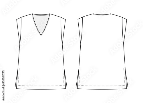 Fashion technical drawing oversized top