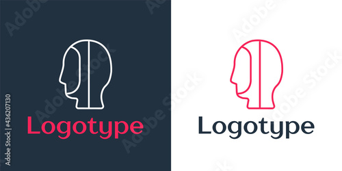 Logotype line Diving hood icon isolated on white background. Spearfishing hat winter swim hood. Diving underwater equipment. Logo design template element. Vector