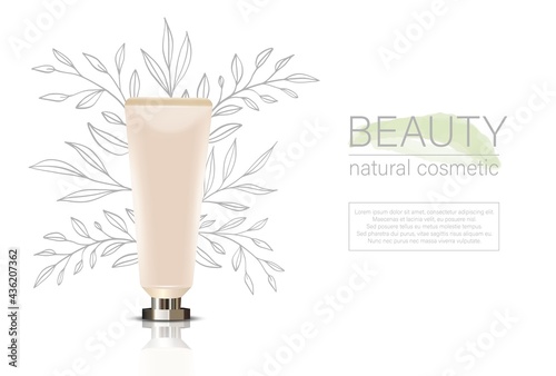 Vector 3d realistic plastic, hand cream, toothpaste, cream tube isolated on white background. Design template of cosmetics, cream, toothpaste, for mockup. Foreground