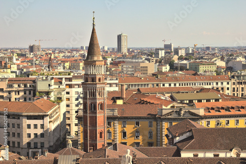 Aerial view of Milan from the Duomo roof, Italy