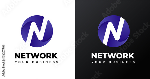 Letter initial N Logo design with circle shape