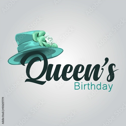 Queen's Birthday with beautiful hat. vector illustration design. photo