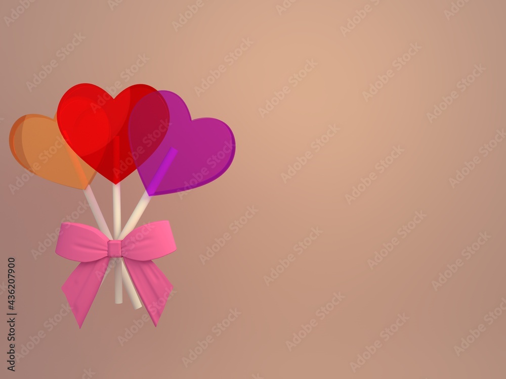 CANDY HEARTS LOVE VALENTINES PINK RED COUPLE ROMANCE MOCKUP 3D ILLUSTRATION