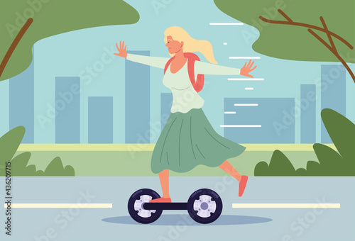girl riding electric scooter