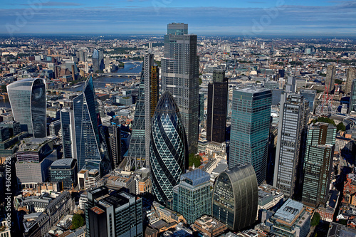 UK, London, High angle view of City of London skyscrapers photo