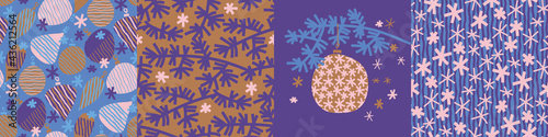 Winter holiday vector bunch in violet and blue