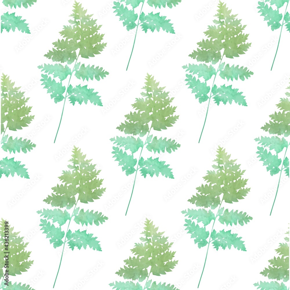 Obraz premium Seamless pattern of watercolor ferns