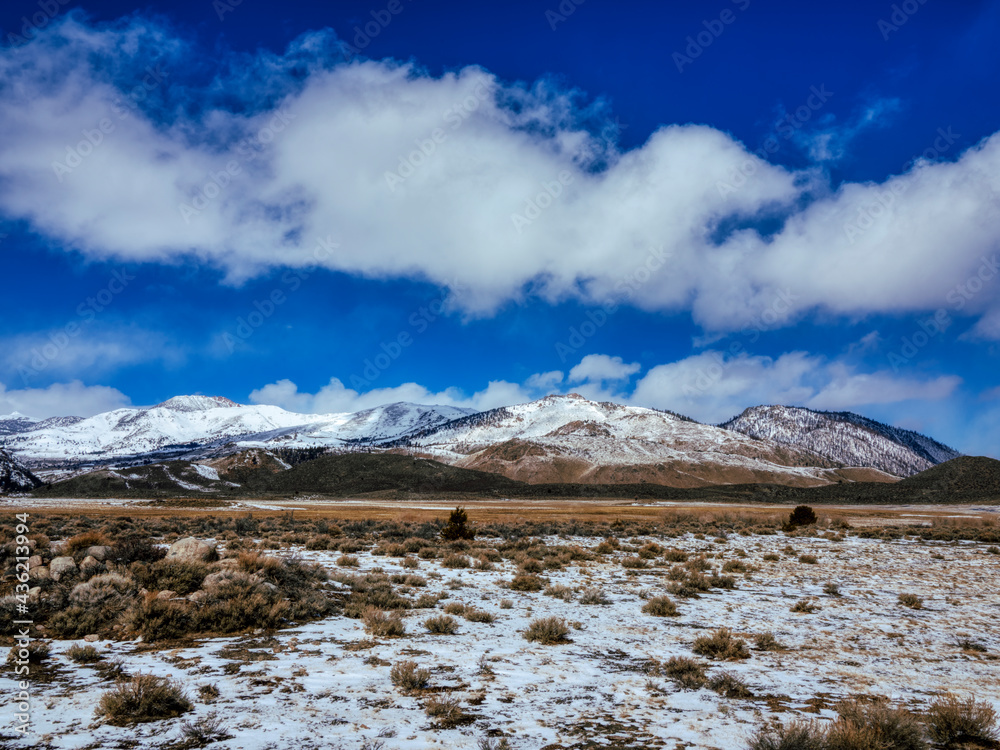 Wonderful Scene along the Highway395, Snow capped mountain