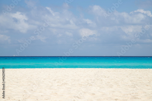 Beautiful beach and turquoise sea. Tropical beach, lines.