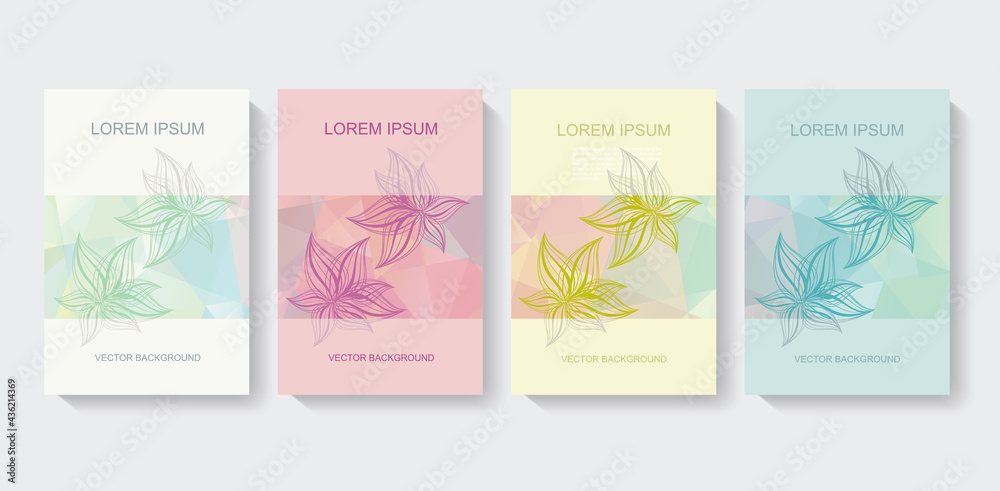 Brochure cover abstract floral design, vector template.