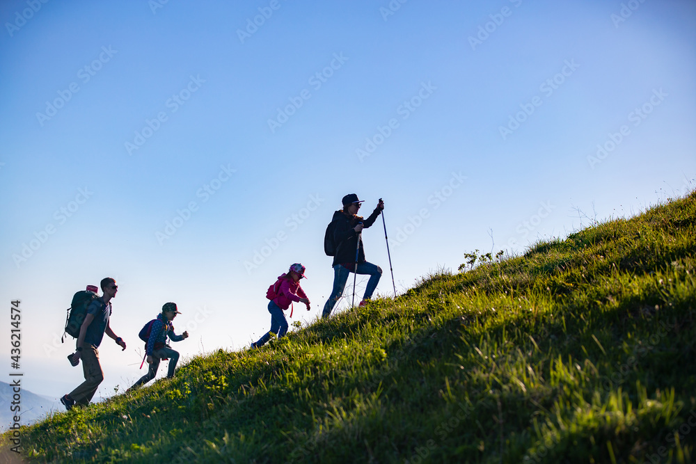 Family in a hike