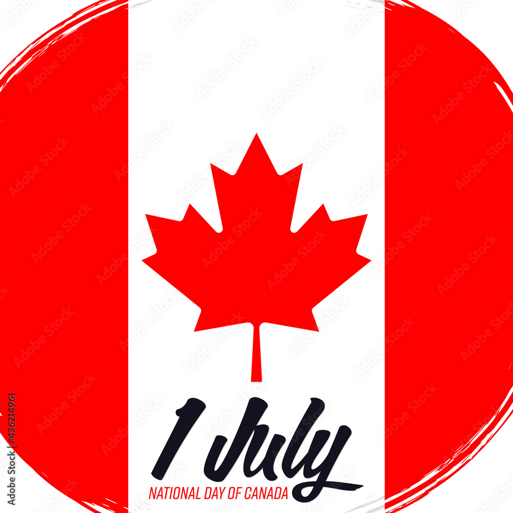 Obraz premium 1 July National Day of Canada. Canadian flag, banner with grunge brush. 