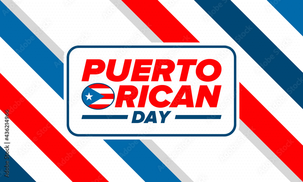 Puerto Rican Day. National happy holiday. Festival and parade in honor of independence and freedom. Puerto Rico flag. Latin american country. Patriotic elements. Vector poster illustration Puerto Rican Day. National happy holiday. Festival and parade in honor of independence and freedom. Puerto Rico flag. Latin american country. Patriotic elements. Vector poster illustration
