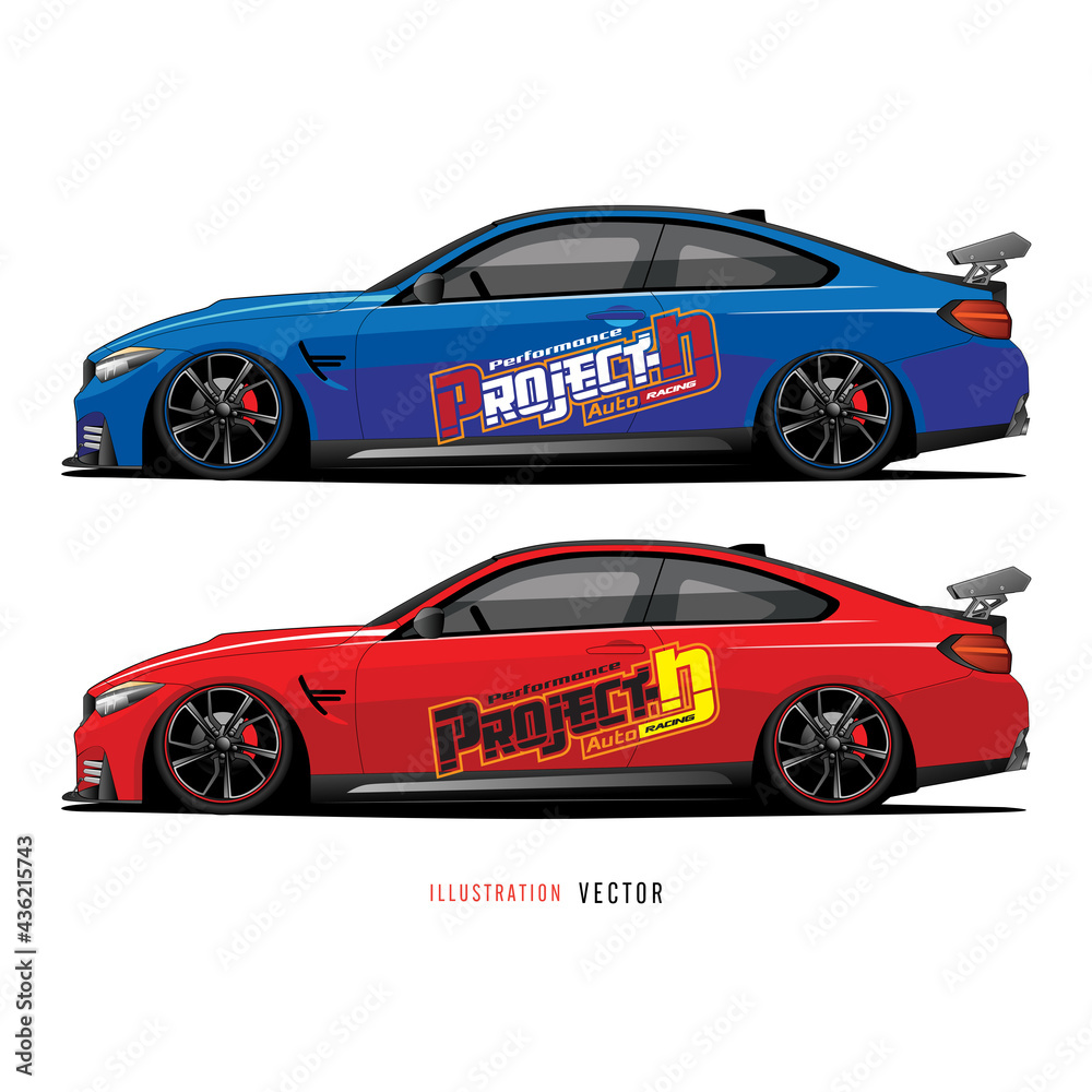 Car graphic vector. Design for vehicle vinyl wrap. logo racing, automotive