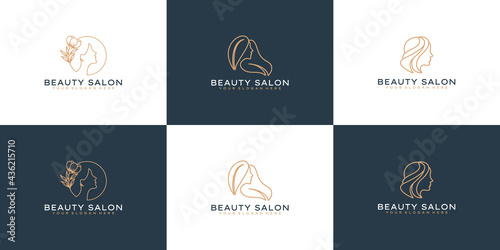 set of Elegant beauty woman logo design idea