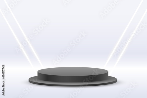 white studio background with product display podium