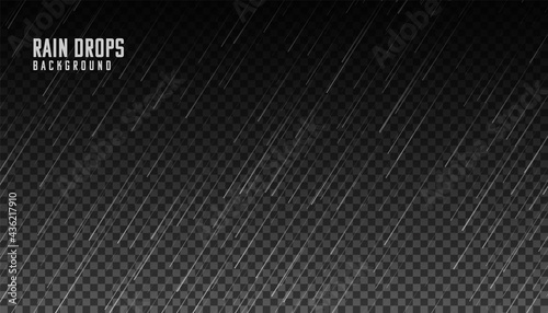 falling rain on transparent background