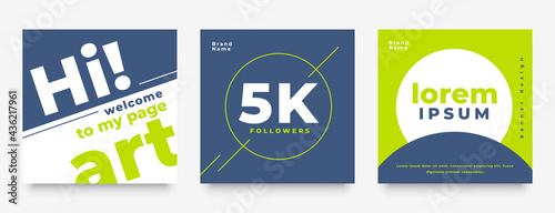 social media post feed green template set