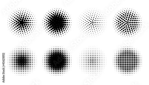 Abstract grunge halftone distorted shapes background design