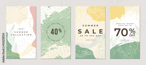 Sale flat stories template, for blog and sales, web online shopping banner concept.