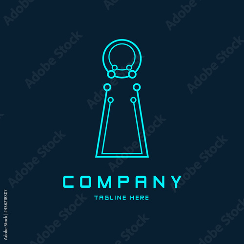 Key hole tech circuit logo with modern style, this logo suitable for company, security, etc.