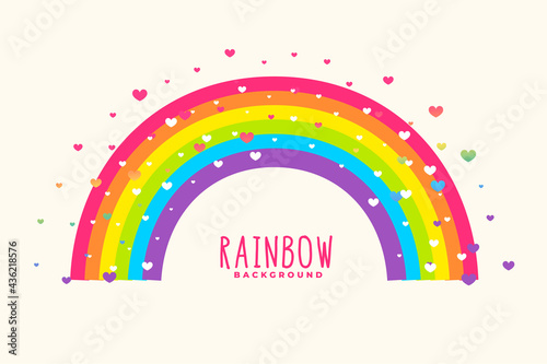cute rainbow background with hearts background photo