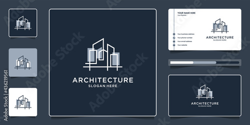 Architecture with line concept logo design and business card