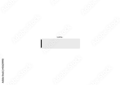 Foto An horizontal loading bar with a small text over it, at the very beginning of the process, lost in a lot of white space