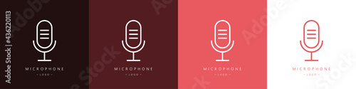 Microphone logos set. The concept of voice, karaoke, sound recording and vocals. Vector illustration