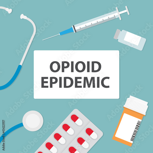 Opioid epidemic concept - vector illustration