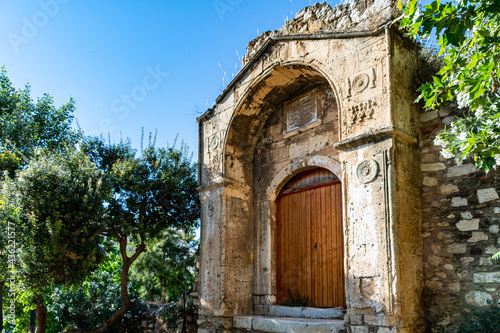 Old Gate of Medrese  Madrasa  in Athens  Greece. Built in 1721  during the Ottoman rule  later used as a jail. A medrese is an Islamic school.