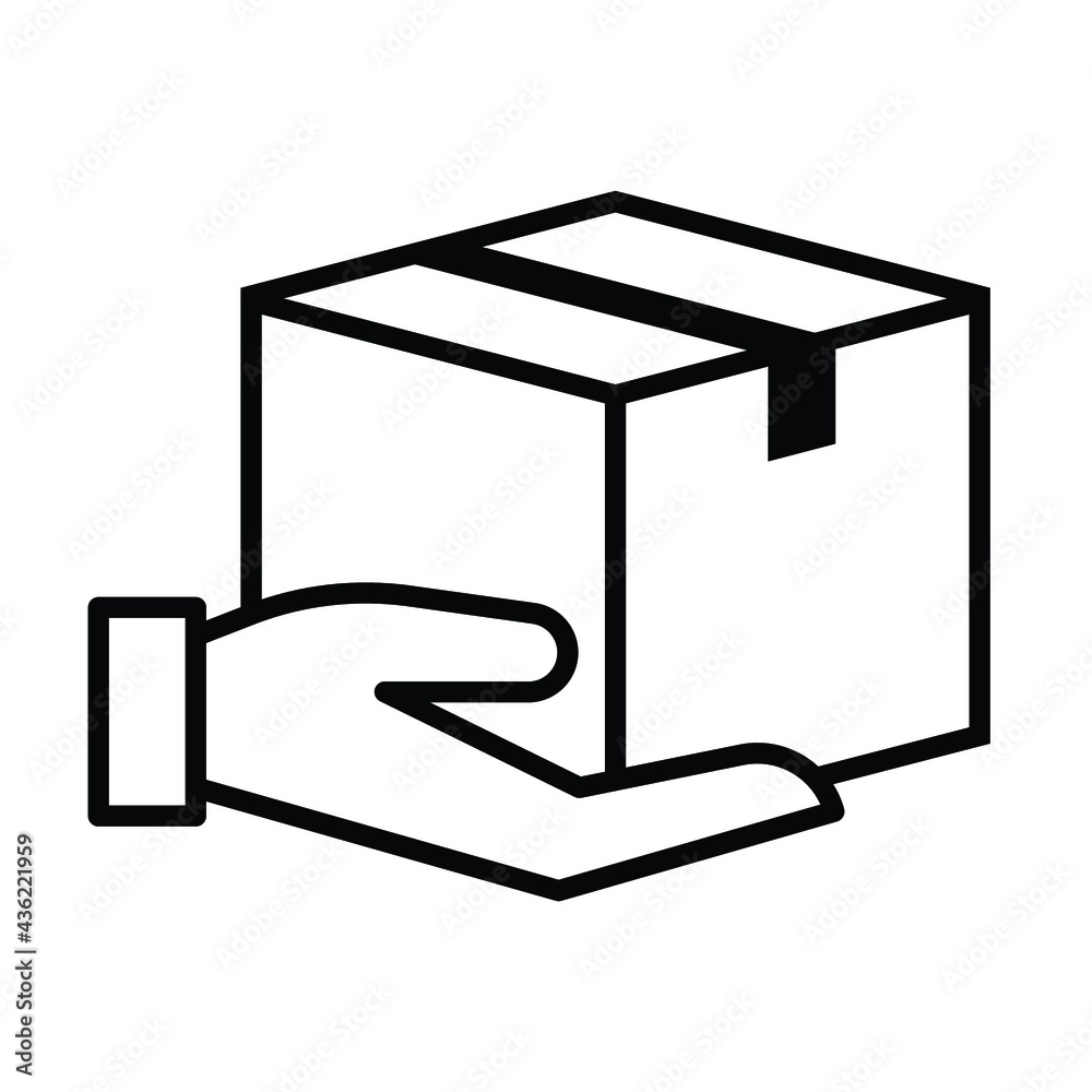 Hand delivery box, Shipping icon sign, Parcels tracking symbol, Outline design for apps and websites, Isolated on white background, Vector illustration Hand delivery box, Shipping icon sign, Parcels tracking symbol, Outline design for apps and websites, Isolated on white background, Vector illustration