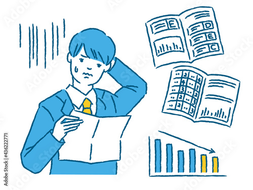成績表の結果が悪かった男子学生