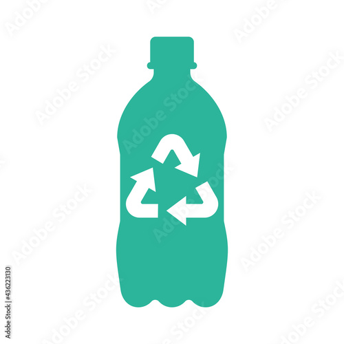 Recycle plastic logo icon, Arrows pet bottle shape recycling sign, Reusable ecological preservation concept, Isolated on white background, Vector illustration