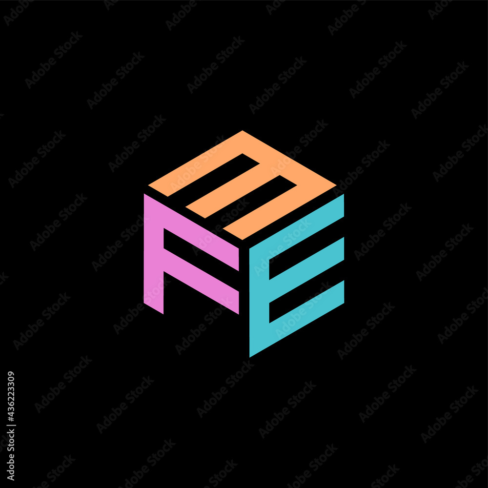 Hexagon logo with the letters MFE design Hexagon logo with the letters MFE design