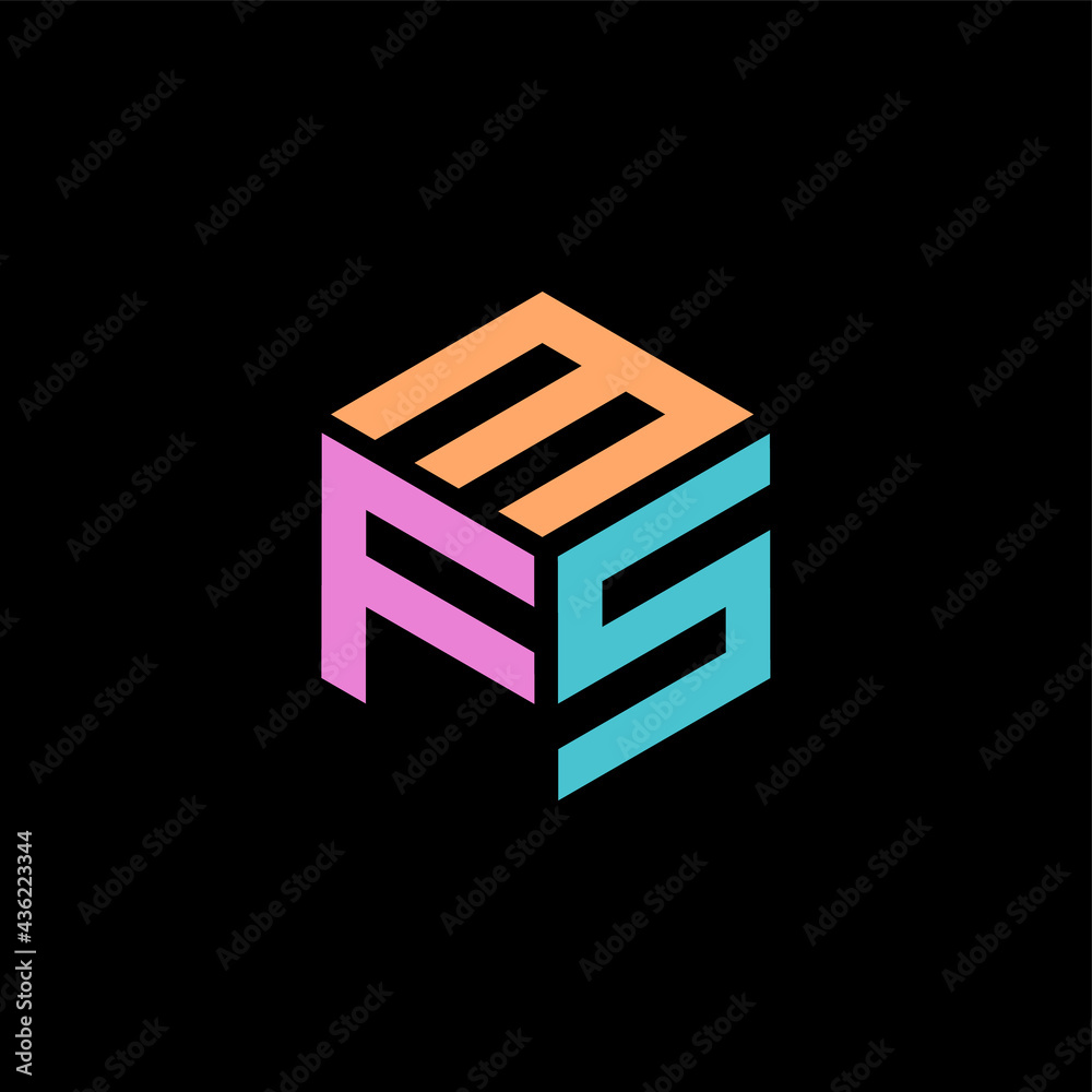 Hexagon logo with the letters MFS design Hexagon logo with the letters MFS design