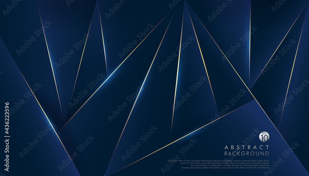 Abstract dark polygon design. Premium blue background with luxury ...
