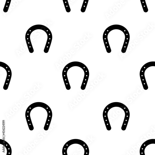 Horseshoe seamless pattern on white background. Vector illustration.