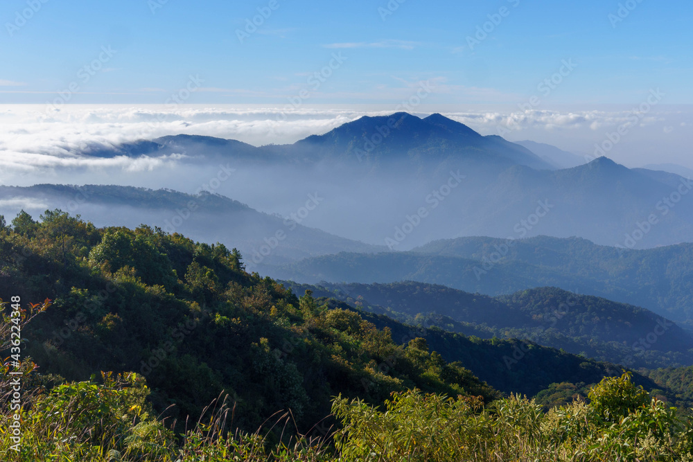 mountain landscape with clouds,Doi Inthanon, Thailand