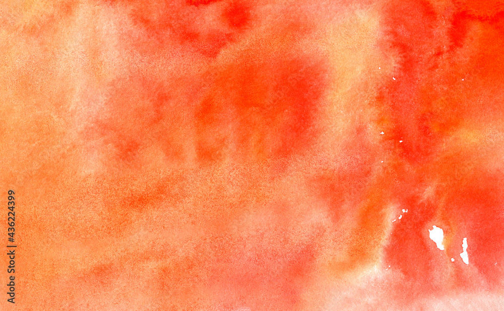 Abstract orange and red watercolor paper textured illustration for grunge design, vintage card, templates. Watercolor mockup