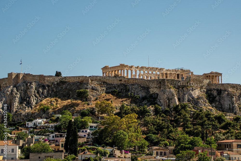 Panorama of the Acropolis in Athens, Greece. 