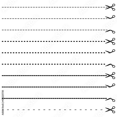 snvi21 SetNewVectorIllustration snvi - 10 set of black vector cut lines with scissors . dotted line - simple flat - transparent . AI10 / EPS10 . g10579