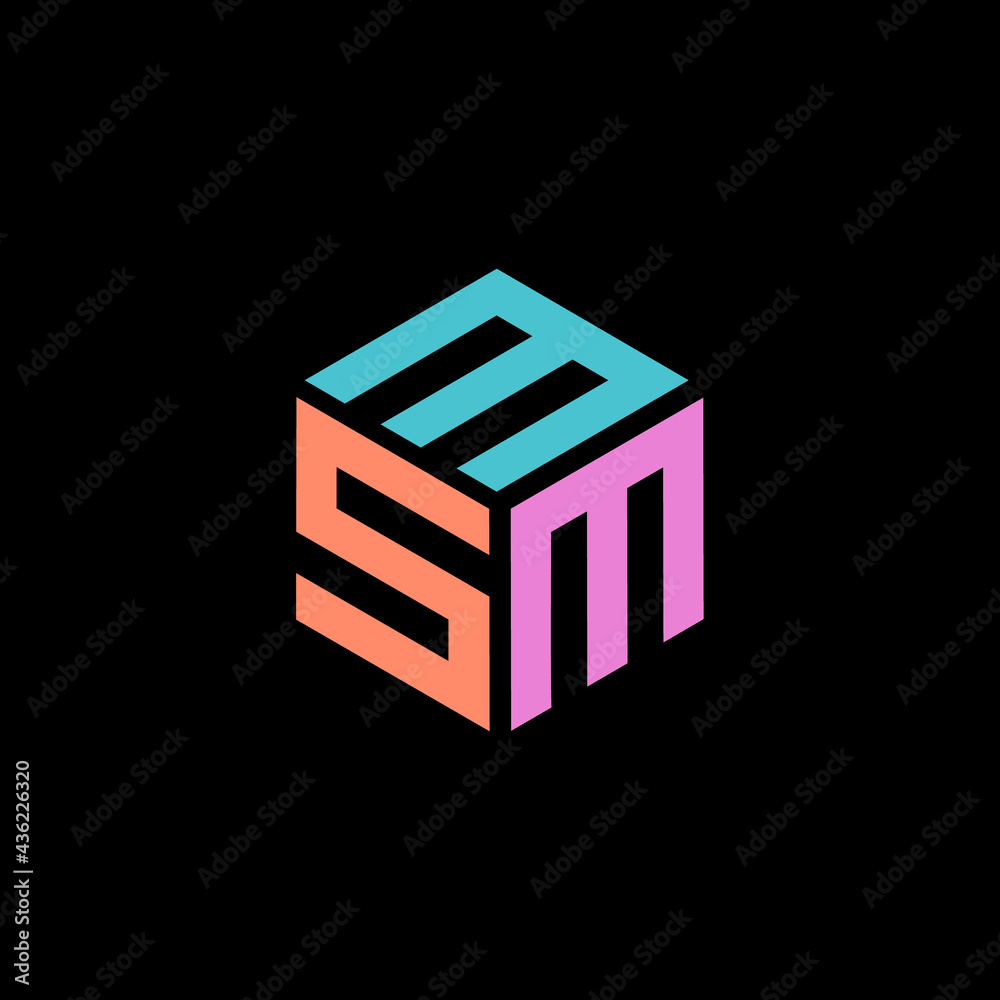Hexagon logo with the letters MSM design Hexagon logo with the letters MSM design