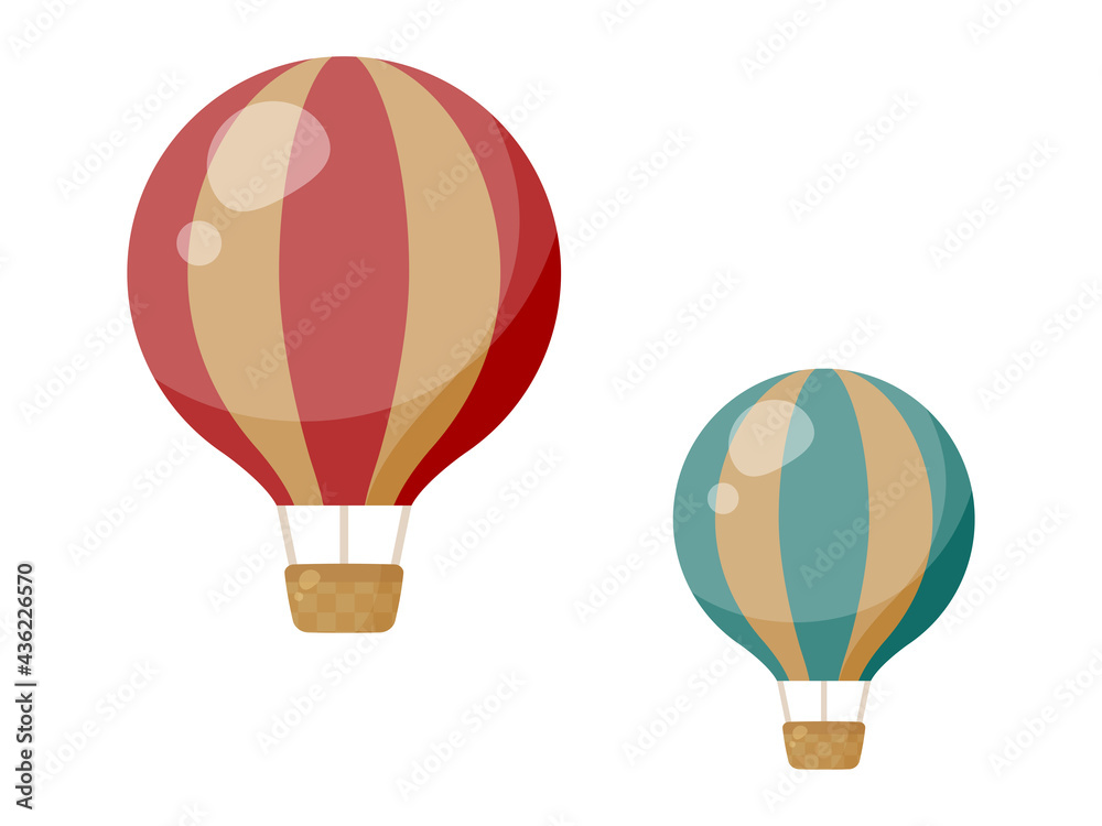 Obraz premium かわいい気球のイラスト_2個_レトロ