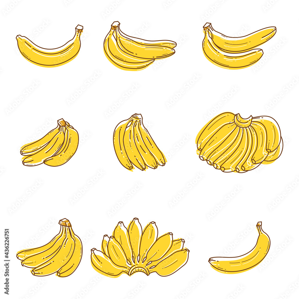 Bananas set in flat style Bananas set in flat style