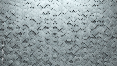 Futuristic, Polished Wall background with tiles. Arabesque, tile Wallpaper with 3D, Concrete blocks. 3D Render